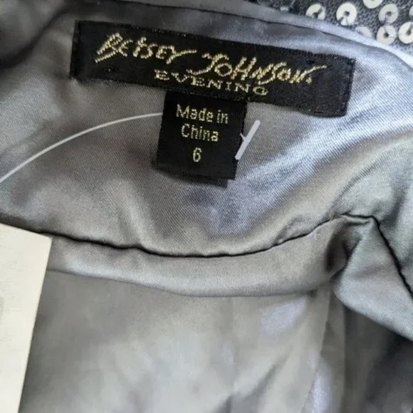 Vintage Betsey Johnson Silver Sequin Mini Dress 6 90s Y2K Strappy Party NEW - Picture 4 of 5
